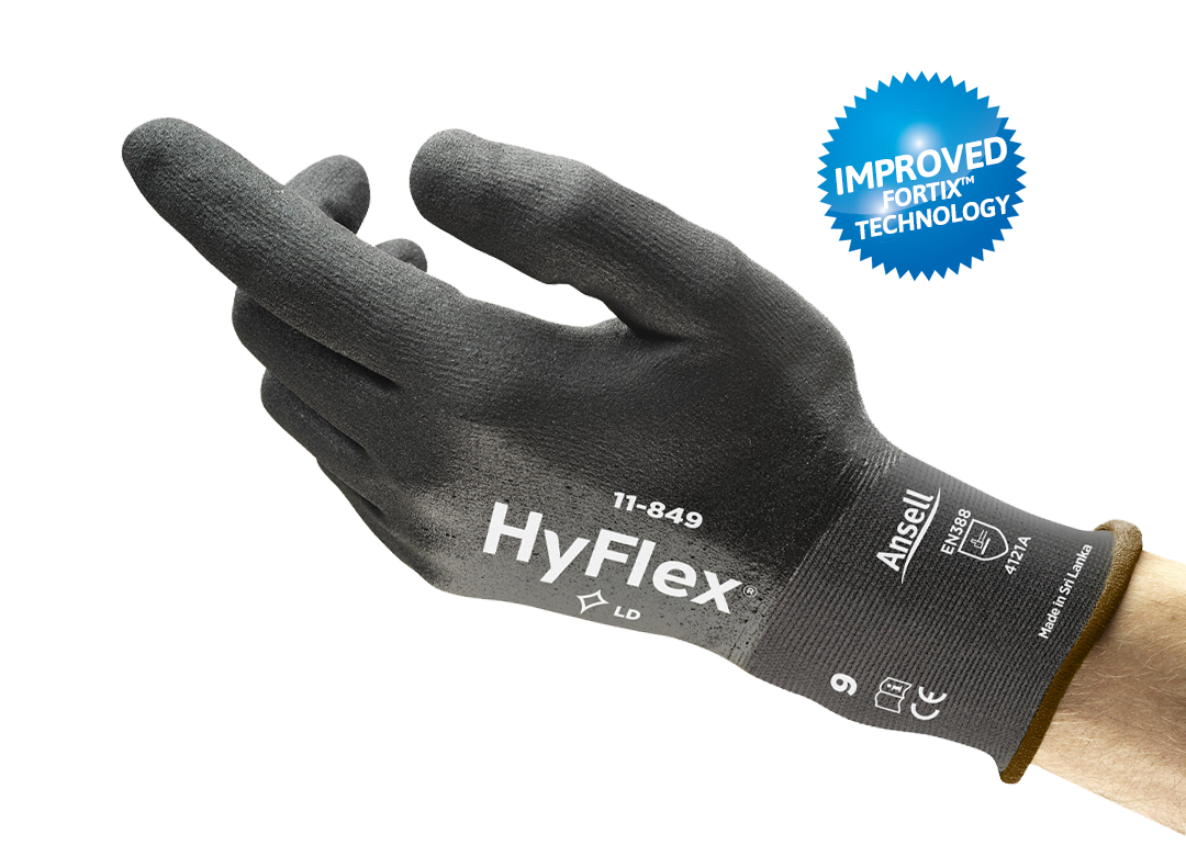 ANSELL HYFLEX 11-849 NO:10 KÖPÜK NİTRİL KAPLI ÖRGÜ BİLEK AŞINMA VE ISI DİRENÇLİ MONTAJ ELDİVENİ