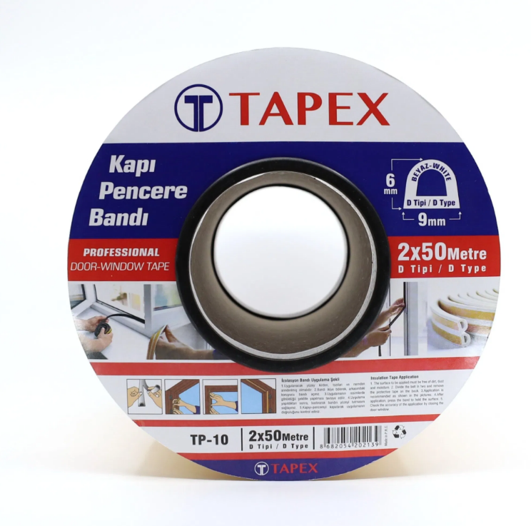 KAPI PENCERE BANTI KAUÇUKLU 2x50 MT BEYAZ