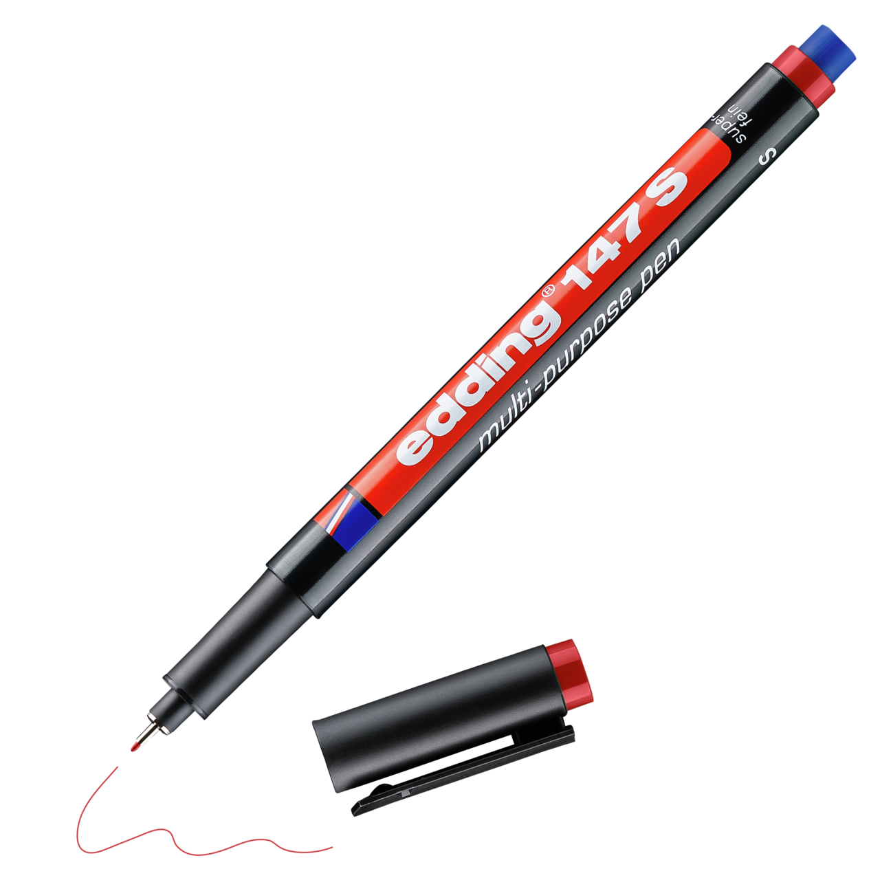 EDDİNG 147 S SİLGİLİ ÇOK AMAÇLI ASETAT KALEMİ KIRMIZI