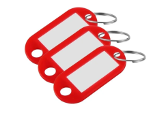 PLASTİK ANAHTARLIK ETİKETLİ KIRMIZI 100 LÜ