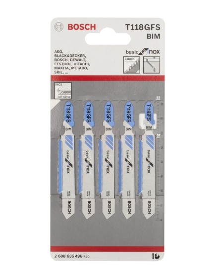 BOSCH T118GFS BASİC FOR İNOX DEKUPAJ TESTERE BIÇAĞI 5 Lİ
