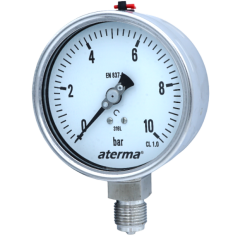 MANOMETRE KOMPLE PASLANMAZ Q63 0-16 BAR GLİSERİNLİ ALT ÇIKIŞ
