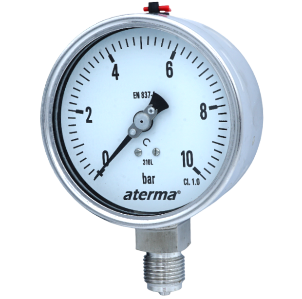 MANOMETRE KOMPLE PASLANMAZ Q100 0-6 BAR KURU ALT ÇIKIŞ