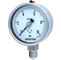 MANOMETRE KOMPLE PASLANMAZ Q100 0-6 BAR GLİSERİNLİ ALT ÇIKIŞ