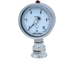 MANOMETRE KOMPLE PASLANMAZ HİJYENİK CLAMP DİYAFRAMLI Q63 0-10 BAR GLİSERİNLİ DN40 BAĞLANTI