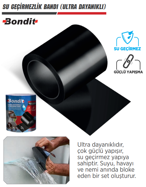 SU GEÇİRMEZLİK VE TAMİR BANTI (ULTRA DAYANIKLI) SİYAH 10 CMx1,5 MT
